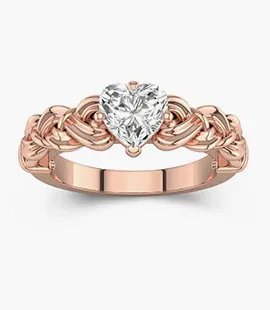 Bague solitaire or rose 14k