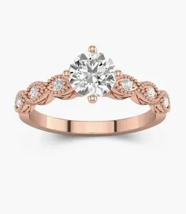 Bague de fiançailles Ronde Or Rose