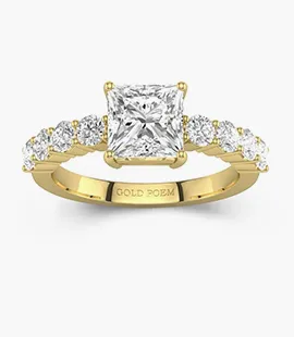 Bague de fiançailles or princesse pavée