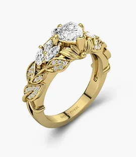Bague de fiançailles Feuille d'Or 14k