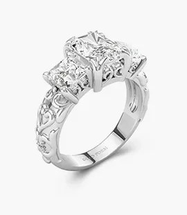 Bague de fiançailles Trois Pierres Or Blanc