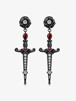 Black sword earrings