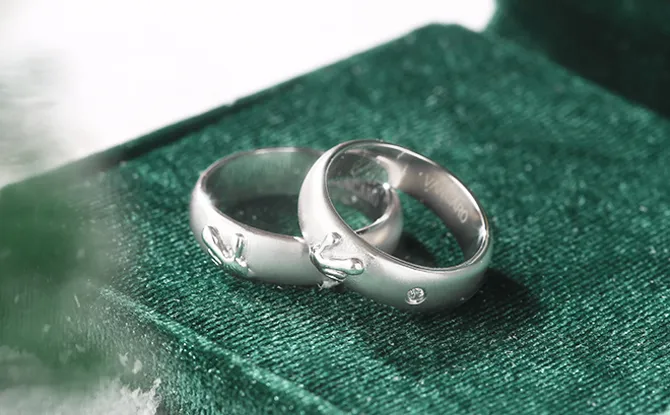 Frosted Titanium Steel Couple Ring