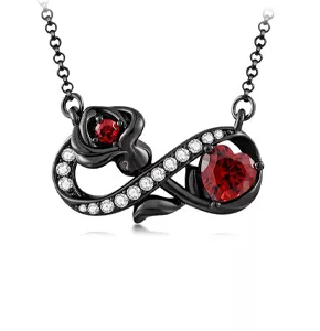 Black Infinity Rose Necklace