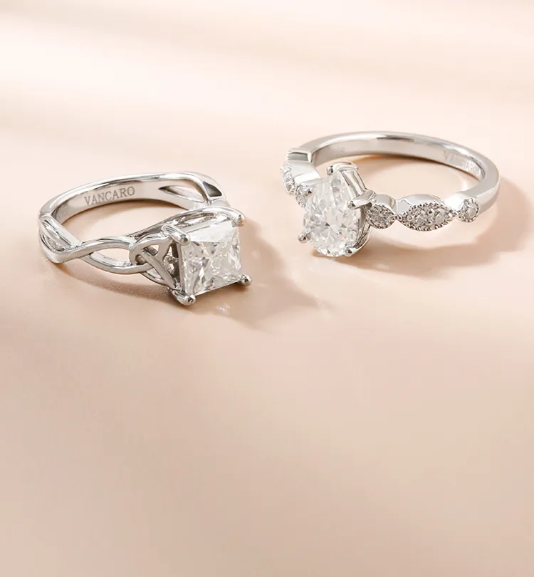 Princess Twist and Pear Cut Engagement Rings
