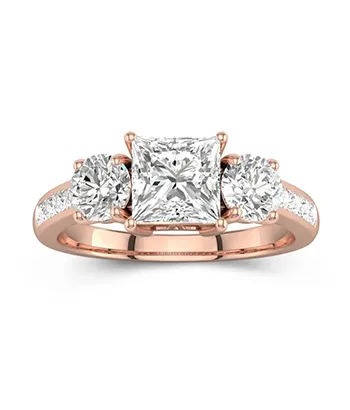 Rose Gold Three Stone Engagement Ring