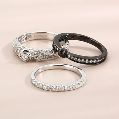 White Gold and Black Wedding Rings