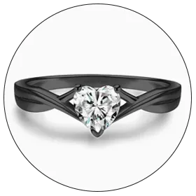 Bague de fiançailles en Argent Noir Personnalisée 