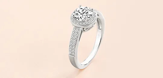 Round Cut Halo Pave Engagement Ring