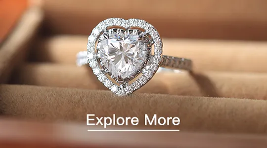 VANCARO Heart Moissanite Halo Engagement Ring