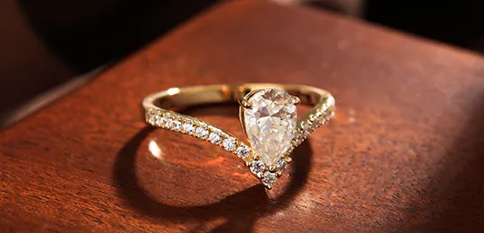 Pear Moissanite Gold Engagement Ring