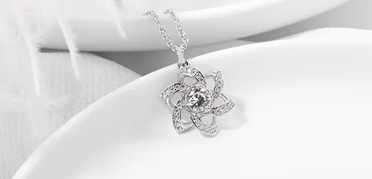 Flower White Gold Plated Necklace