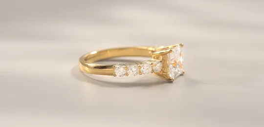 Princess Moissanite Gold Plated Engagement Ring