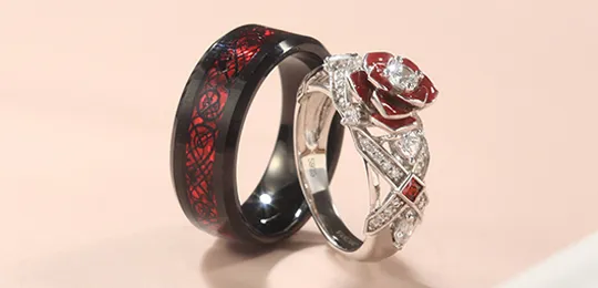 Red Rose Couple Ring