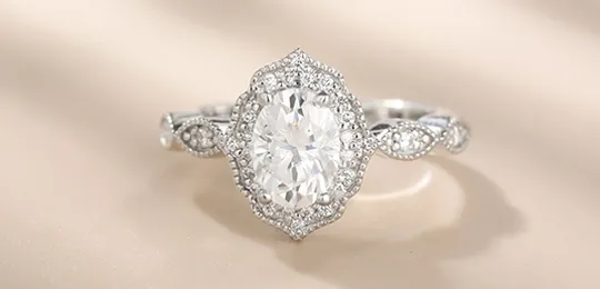 Halo Vintage CZ Engagement Ring