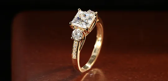 14K Gold Princess Engagement Ring