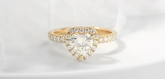 14K Gold Heart Shaped Halo Engagement Ring
