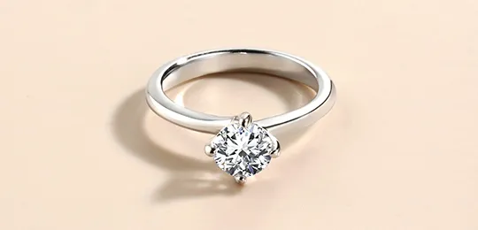 Silver Moissanite Solitaire Engagement Ring