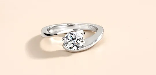 Platinum Solitaire Engagement Ring Round Moissanite