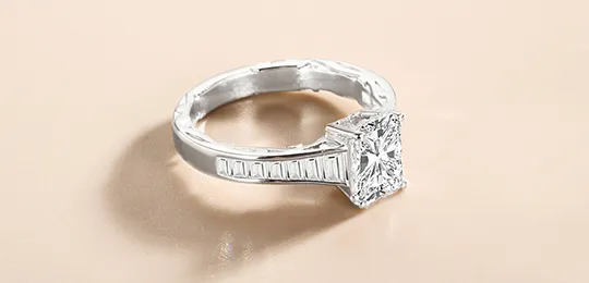 Baguette White Gold Engagement Ring