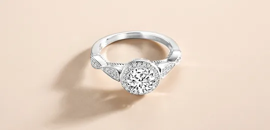 Round Halo White Gold Rope Engagement Ring