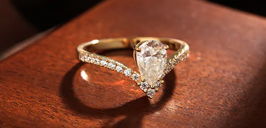 Pear Cut Gold Engagement Ring