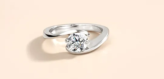Platinum Solitaire Engagement Ring Round Moissanite