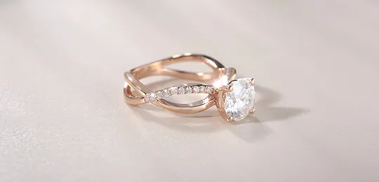 Crossover Rose Gold Plated Engagement Ring