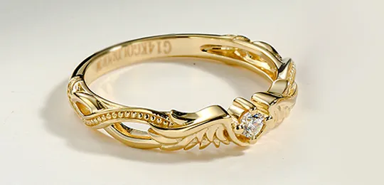 14K Gold Wings Wedding Band