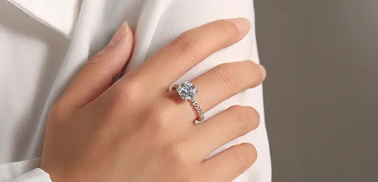 Pavé Moissanite Cushion Cut Engagement Ring