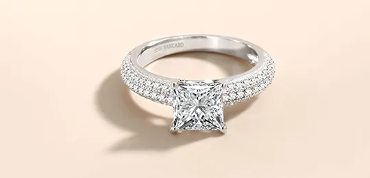 Princess Halo White Gold Engagement Ring