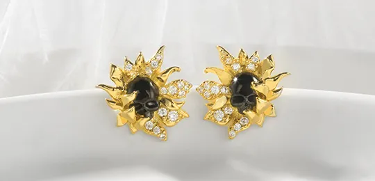 Sunflower Skull Earrings