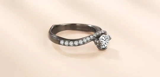 Black Pavé Blossom Flower Engagement Ring