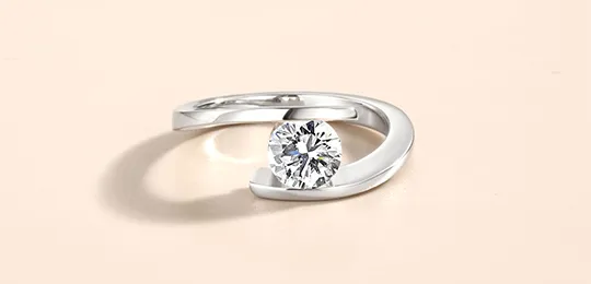 White Gold Solitaire Bypass Engagement Ring