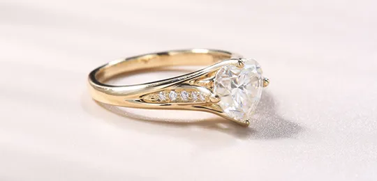Heart Moissanite 14K Gold Engagement Ring