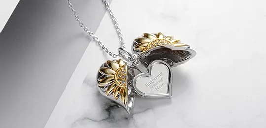 Sunflower Heart Engravable Necklace