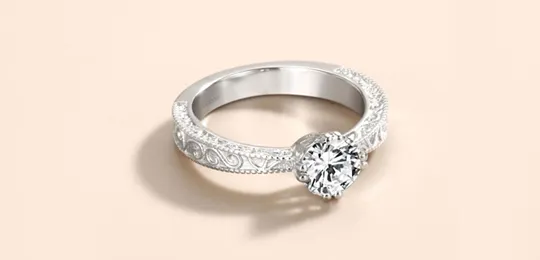 Platinum Reverse Tapered Vintage Engagement Ring