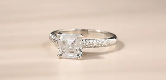 Asscher Moissanite White Gold Engagement Ring