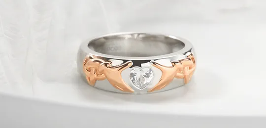 Claddagh Rose Gold and Silver Ring