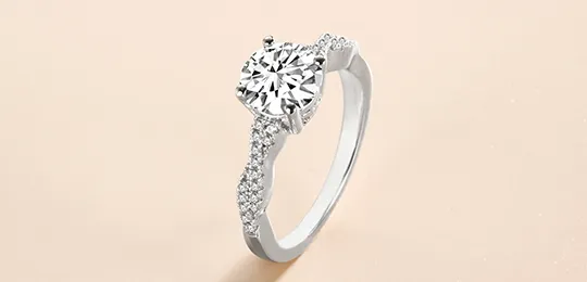 Twist White Gold Round Cut Engagement Ring