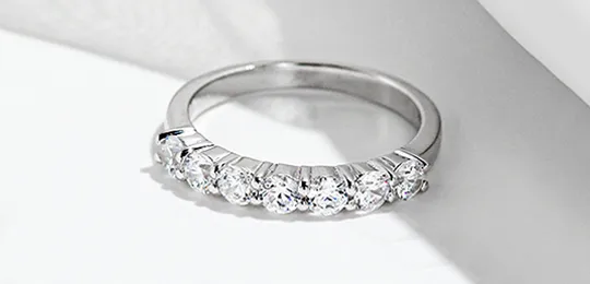 Stackable Moissanite Half Eternity Wedding Ring