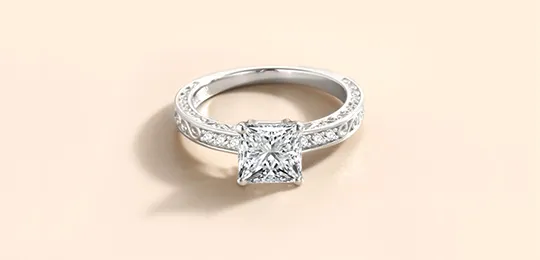 Princess Moissanite White Gold Engagement Ring