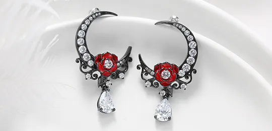 Moon Rose Earrings