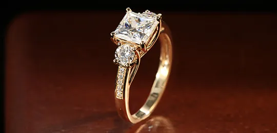 Three Stone Moissanite Engagement Ring