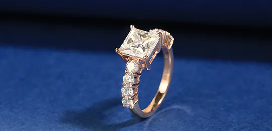 Princess Moissanite Rose Gold Engagement Ring