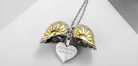 Sunflower Heart Engravable Necklace