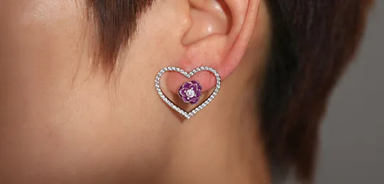 Purple Rose Earrings