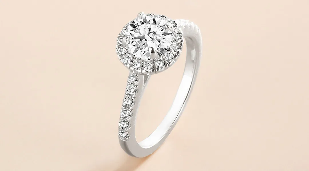 Round Cut Halo White Gold Engagement Ring