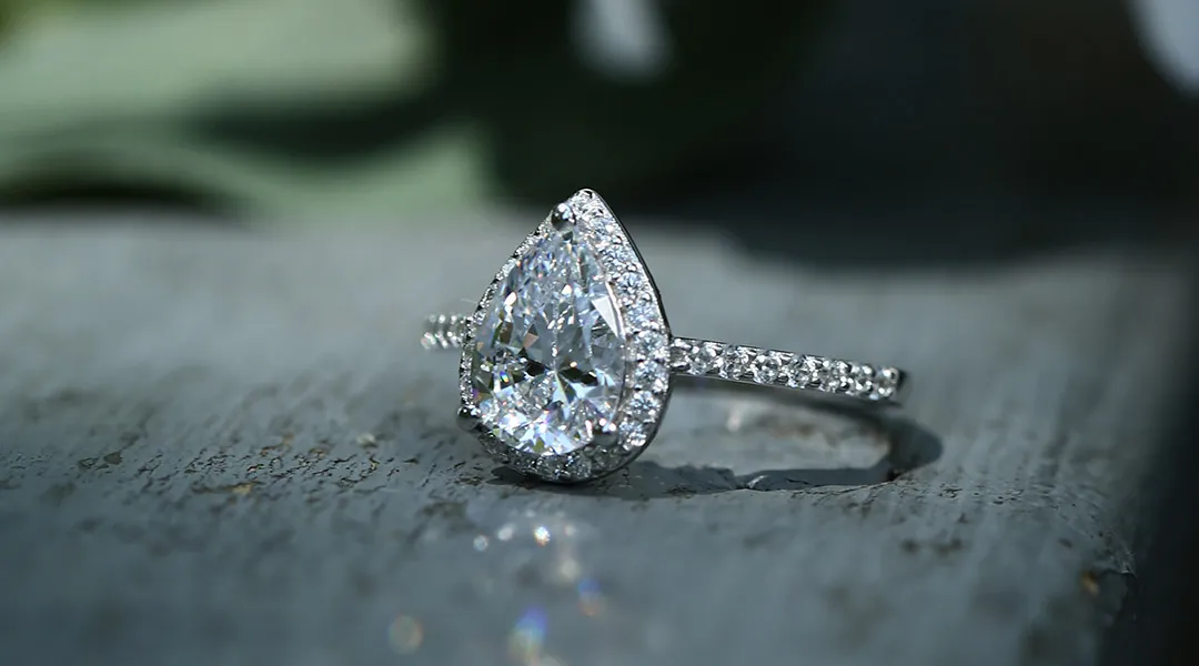 Pear Cut Halo Engagement Ring