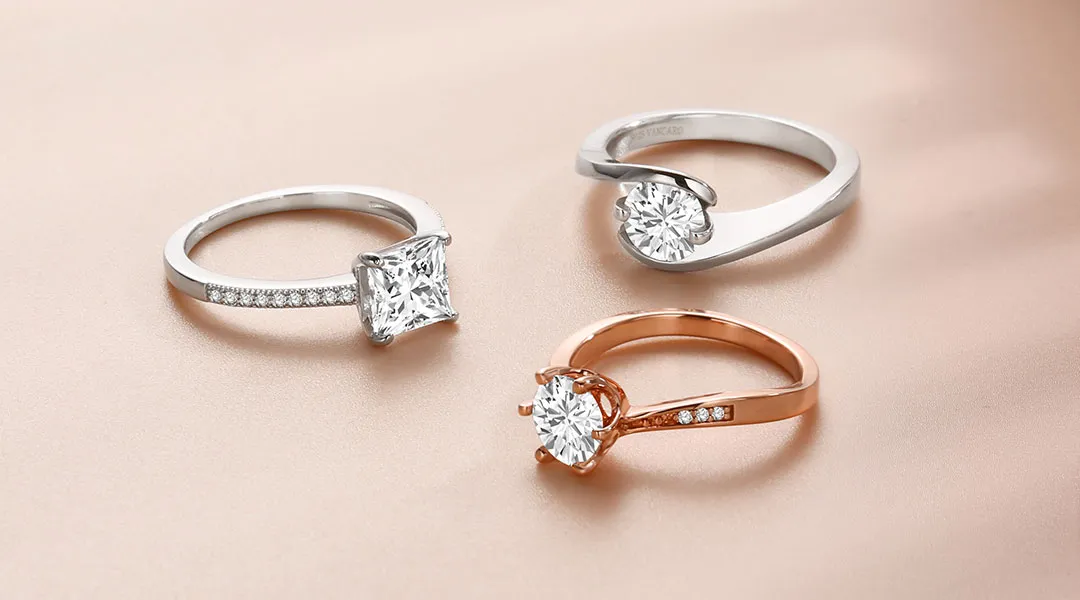 White Gold and Rose Gold Engagement Rings